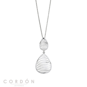 Collar Vidal Vidal X2841540 Nereida chapado en plata de ley 925 con colgante de doble gota con volumen vista completa