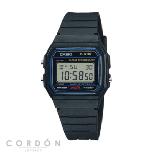 Reloj Casio F-91W-1YEG unisex negro con correa de resina