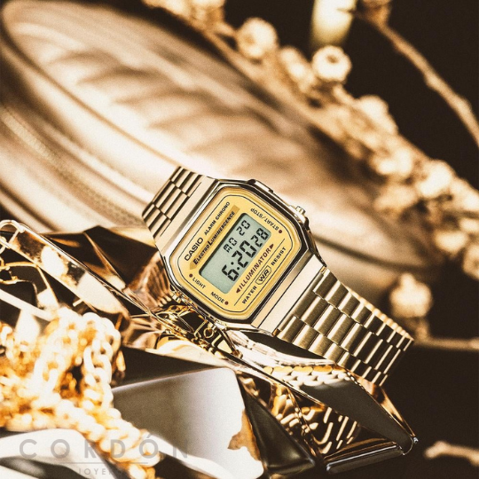 Reloj Casio Vintage A168 dorado con estilo elegante unisex
