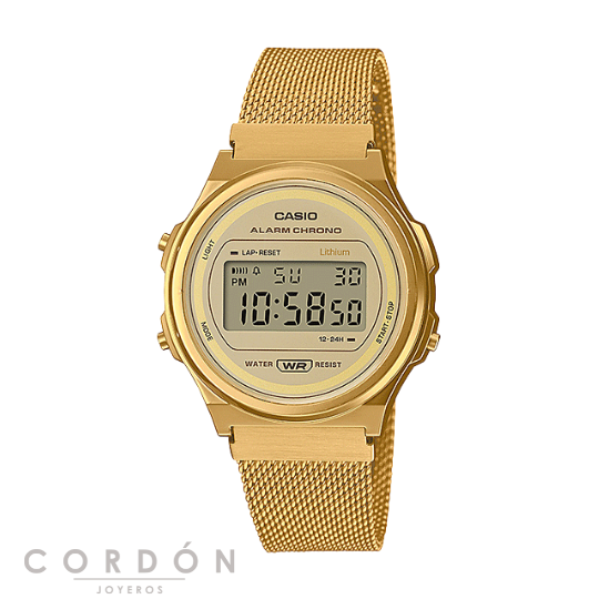 Reloj Casio Vintage A171WEMG-9AEF unisex dorado con correa de malla