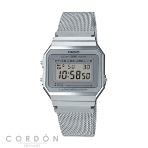 Reloj Casio Vintage A700WEM-7AEF unisex plateado con correa de malla