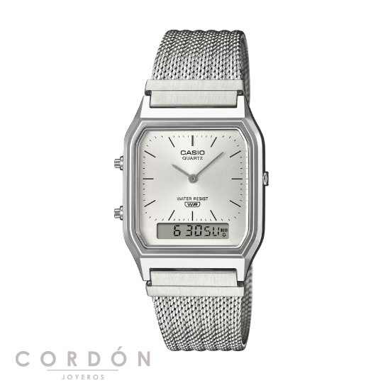 Reloj Casio Vintage AQ-230EM-7AEF unisex ana-digi con correa de malla