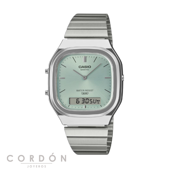 Reloj Casio Vintage AQ-240E-2AEF unisex ana-digi con esfera azul menta