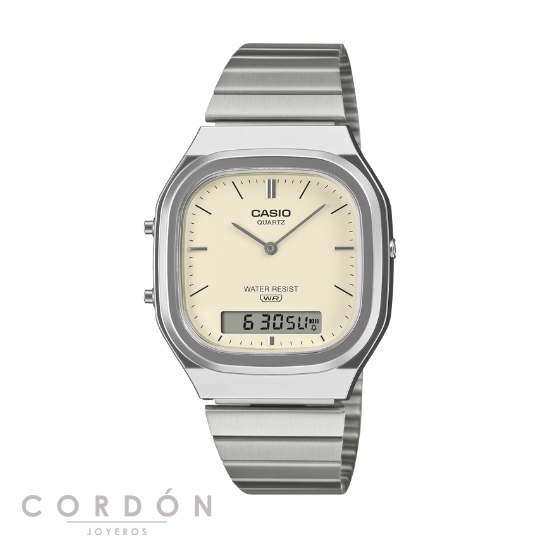 Reloj Casio Vintage AQ-240E-7A2EF unisex ana-digi con esfera blanco roto