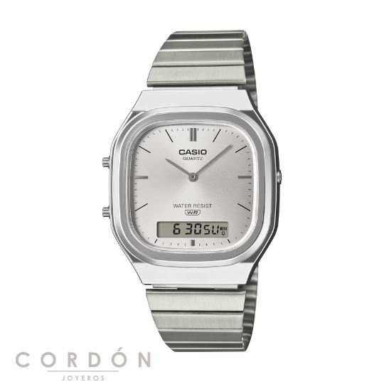 Reloj Casio Vintage AQ-240E-7AEF unisex plateado ana-digi