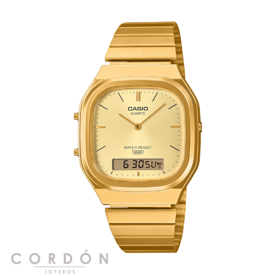 Reloj Casio Vintage AQ-240EG-9AEF unisex dorado ana-digi