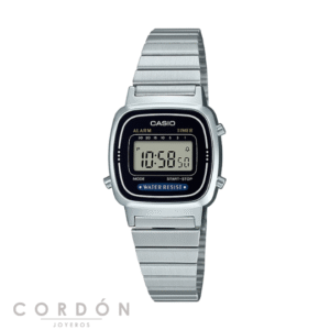 Reloj Casio Vintage LA670WEA-1EF mujer plateado mini con esfera negra