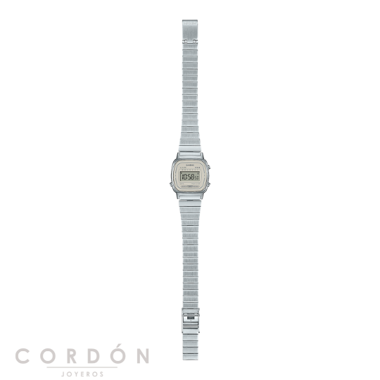 Detalle de la esfera gris del Casio Vintage LA670WEA-8AEF