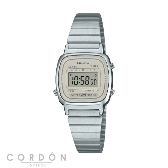 Reloj Casio Vintage LA670WEA-8AEF mujer plateado mini con esfera gris