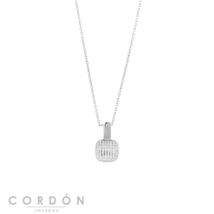 Collar Salvatore Plata 268C0006 Wedding con colgante cuadrado de circonitas vista completa