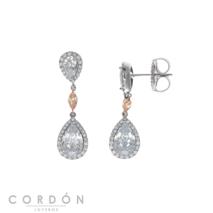 Pendientes Salvatore Plata 136A0417 Wedding de plata rodiada con peras de circonitas y marquesa champán vista completa