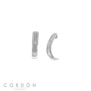Pendientes Salvatore Plata 268A0149 Wedding medio aro de plata rodiada con circonitas blancas vista completa