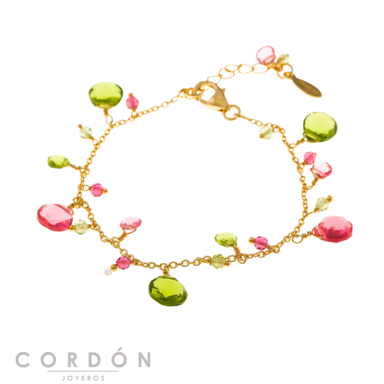 Pulsera Salvatore Plata 163PM001 Organic de latón dorado con peridotos y turmalinas vista completa