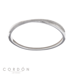 Pulsera Salvatore Plata 268P0018 Astral brazalete rígido de plata con doble línea de circonitas vista completa