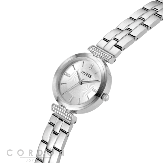 Reloj Guess mujer acero pulido con esfera plateada elegante