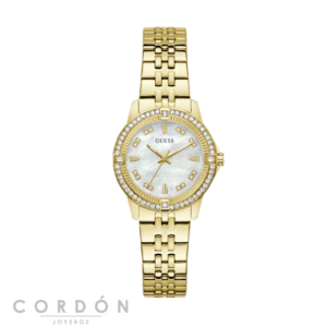 Reloj Guess mujer dorado con esfera madreperla y bisel brillante