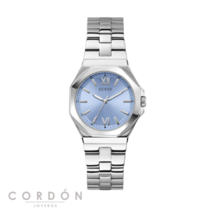 Reloj Guess Empress GW0873L1 mujer caja octogonal plateada con esfera azul
