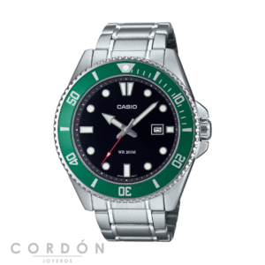 Reloj Casio MDV-107D-3AVEF de hombre con bisel verde vista completa