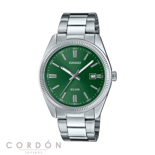 Reloj Casio MTP-1302PD-3AVEF de hombre con esfera verde vista completa