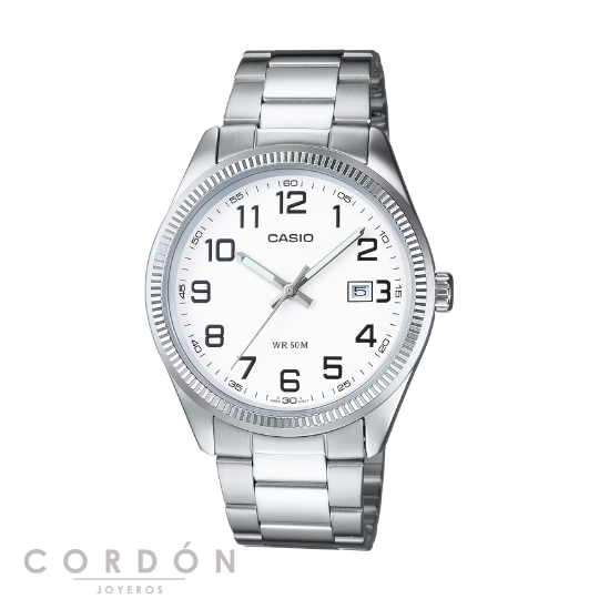 Reloj Casio MTP-1302PD-7BVEF de hombre con esfera blanca vista completa