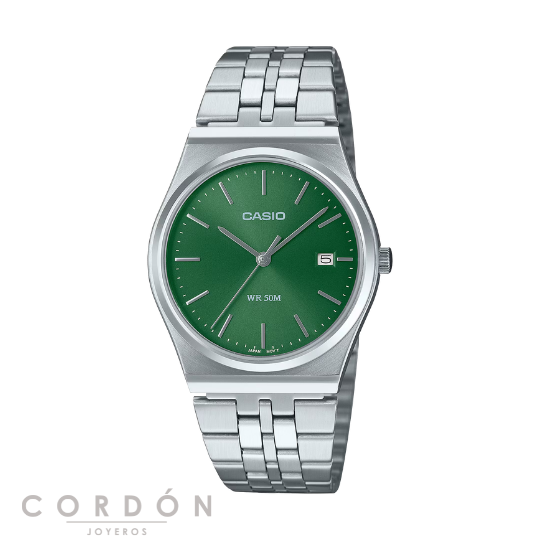 Reloj Casio MTP-B145D-3AVEF de hombre con esfera verde vista completa