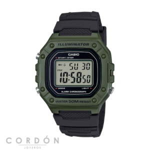 Reloj Casio W-218H-3AVEF unisex digital verde militar vista completa