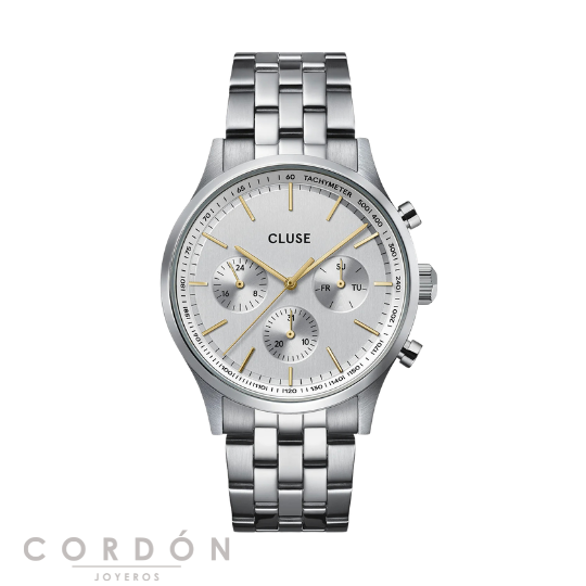 Reloj Cluse Anthéor CW21010 multifunción de hombre en acero vista completa