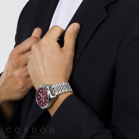 Reloj Maserati hombre estilo elegante con esfera burdeos