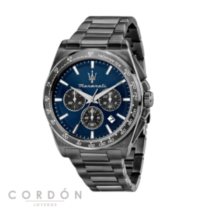 Reloj Maserati Velocità R8873652015 cronógrafo esfera azul acabado gunmetal