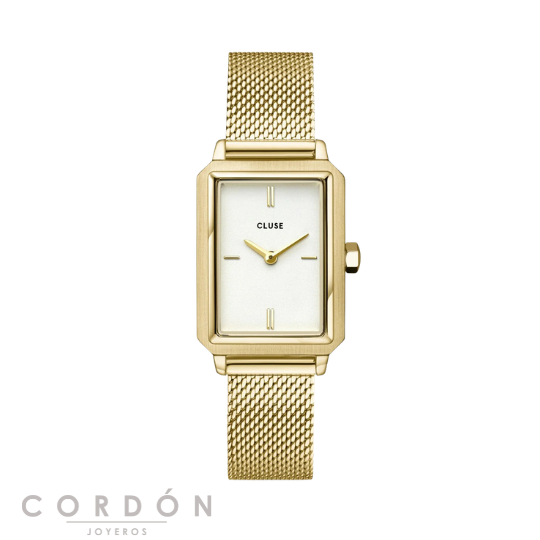 Reloj Cluse Fluette CW11508 de mujer rectangular dorado vista completa