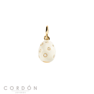 Colgante Lucky Blanco Agatha Paris 02880395-999-TU con forma de huevo, esmalte blanco y circonita vista completa