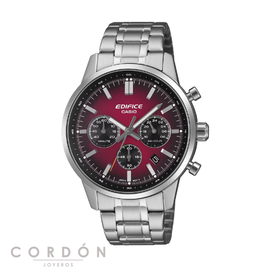 Reloj Casio Edifice EFR-575D-4AEF cronógrafo de acero con esfera roja
